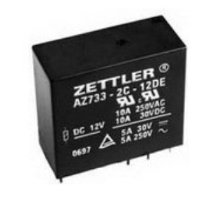 AZ733-2C-12D ZETTLER Relay Mekanik Listrik DPDT 10A 12VDC 650Ohm Melalui Lubang